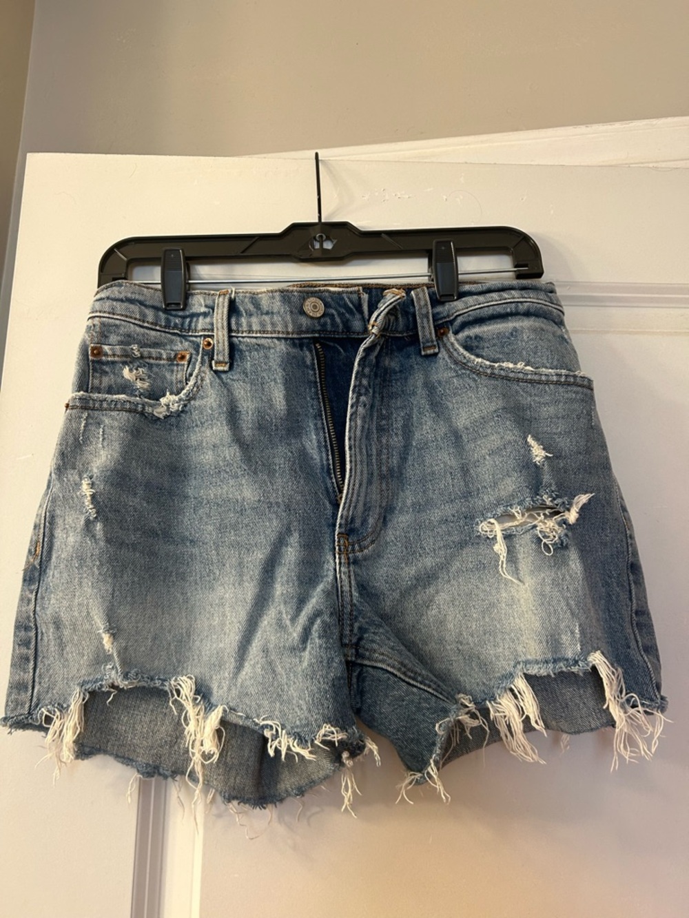 Abercrombie & Fitch Light Blue Distressed Denim Cutoff Shorts